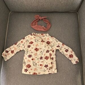 European Long Sleeve Baby Girl Top with Headband